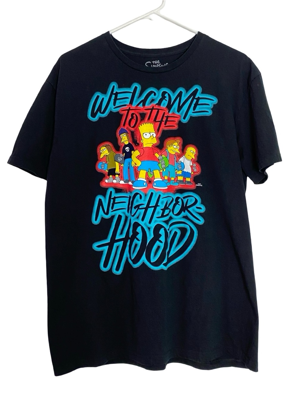The Simpsons Tee Tshirt Mens Unisex Size Large Bart Neighborhood Chest 21 L 28